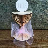 segnaposto in legno mezzo calice simbolo comunione