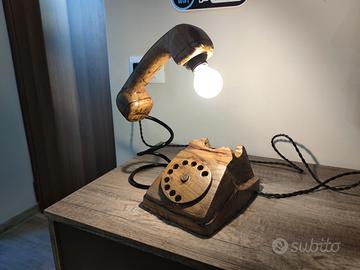 Abatjour telefono in legno