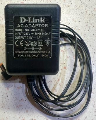 D Link alimentatore Ac/dc 7,5V 1A AD-071AB