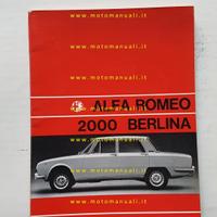 Alfa Romeo 2000 Berlina 1971 manuale uso originale