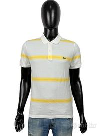 Polo Lacoste Uomo Cotone Righe Taglia 4 \ M