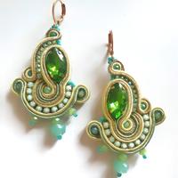 orecchini soutache verdi pendenti