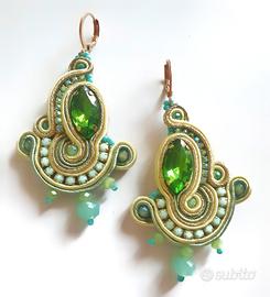 orecchini soutache verdi pendenti