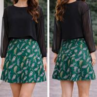 Set/completo blusa velata+gonna svasata M