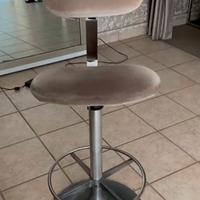 Sgabello da ufficio rosa chiaro in velluto