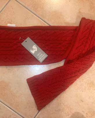 Sciarpa 100% Lana Merino rossa NUOVA Made in Italy