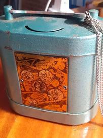 salvadanaio cassaforte in metallo vintage anni 70