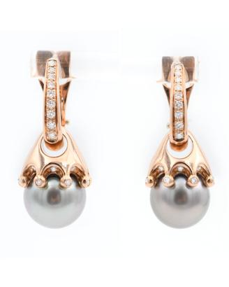 Orecchini Oro Rosa con Perle Thai e Diamanti