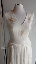 Abito White Selection – Plissé Laminato e Ricami P