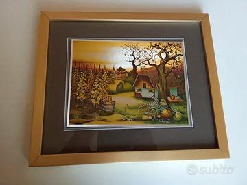 Quadro vintage anni 80 con effetto cangiante