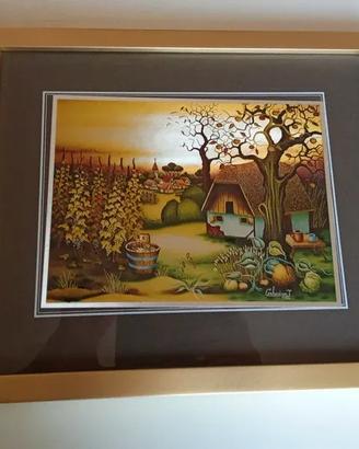 Quadro vintage anni 80 con effetto cangiante