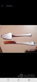Paletta e coltello x dolci in ottone argentato