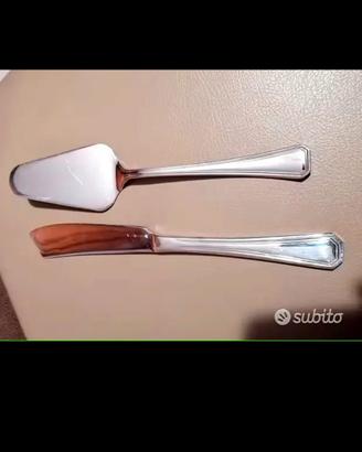 Paletta e coltello x dolci in ottone argentato