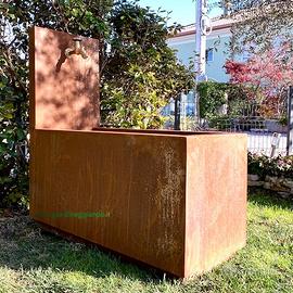 FONTANA IN ACCIAO CORTEN CON VASCA LUNGA