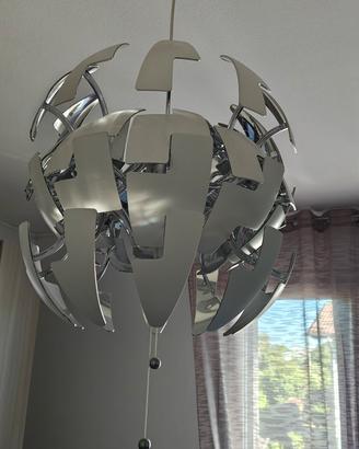 Lampadario a sospensione bianco e argento 