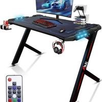 Scrivania Gaming Desk con LED Ergonomica 60x120cm