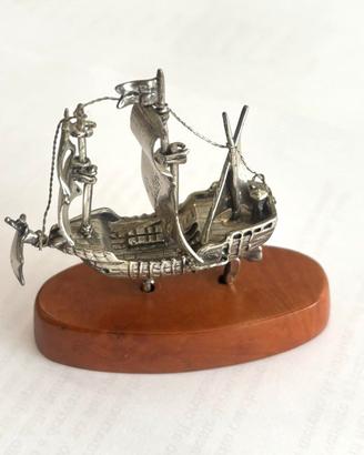 Vascello modellino argento 800 - base radica