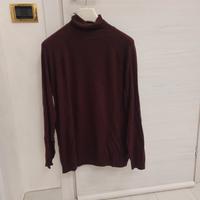Pullover dolcevita in viscosa color vinaccia