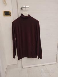 Pullover dolcevita in viscosa color vinaccia