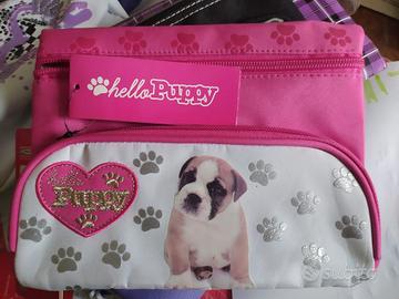 ASTUCCIO BUSTINA 2 SCOMPARTI CON ZIP HELLO PUPPY