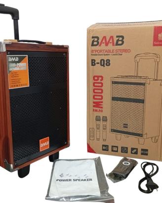 Cassa bluetooth portatile karaoke 6000 watt pmpo 