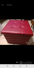Puff pouf Sgabello cubo ecopelle rosso