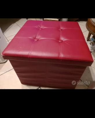 Puff pouf Sgabello cubo ecopelle rosso