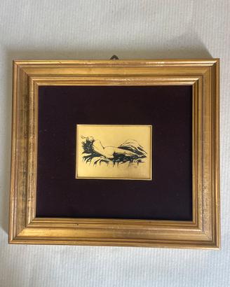 Quadro d’autore a foglia oro 22 kt-originale