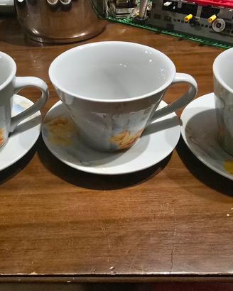 Set 3 Tazze da Colazione / Tè con Piattino