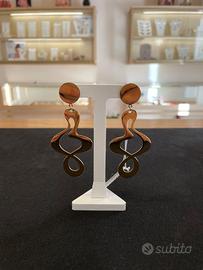 Orecchini "Art Déco" moderni dorati - Linee fluide