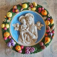 Madonna con bambino ceramica stile della Robbia