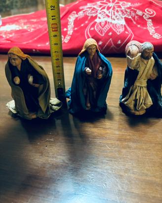 Pastori presepe in terracotta e tessuto