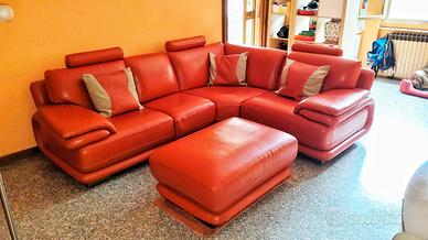 Divano angolare in vera pelle  
