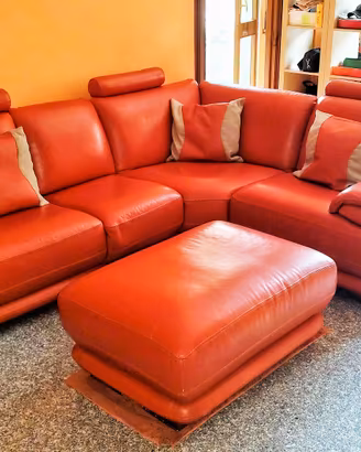 Divano angolare in vera pelle  