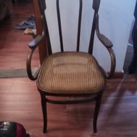 Poltrona thonet con paglia di vienna di epoca prim