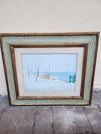 Quadro di paesaggio innevato senza firma