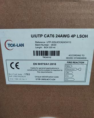 Cavo UTP Cat.6 24AWG 4P LSOH