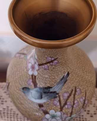 Vaso Cinese in Metallo ottone  Cloisonné vintage 