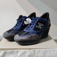 Sneakers Hogan Nuove con Zeppa Alta - Camoscio Blu