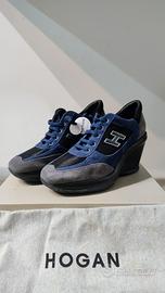 Sneakers Hogan Nuove con Zeppa Alta - Camoscio Blu