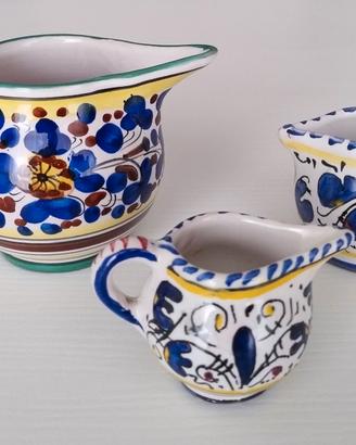 Set 3 Brocche Lattiere Ceramica Deruta Maiolica
