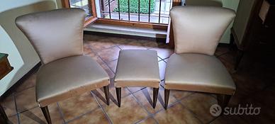 Set 2 poltroncine vintage + sgabello anni '70
