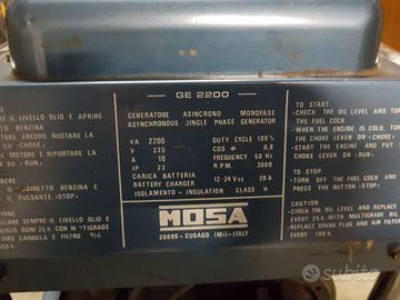 generatore mosa  2200 vatt  220  12volt 24 volt