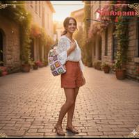 Sacca grenny realizzata a mano all' uncinetto 