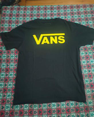 Maglietta Nera Vans Logo Giallo Fluo -Taglia M 