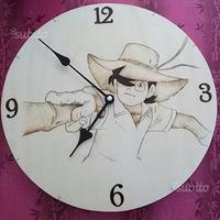 Orologio sampey sampei in legno pirografato