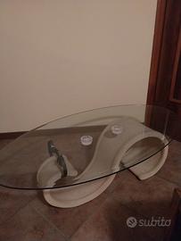 tavolino in pietra e cristallo 