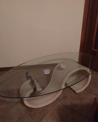 tavolino in pietra e cristallo 