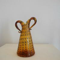 La murrina Pois vaso ambra e nero vetro murano nuo