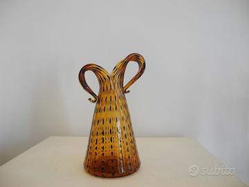La murrina Pois vaso ambra e nero vetro murano nuo